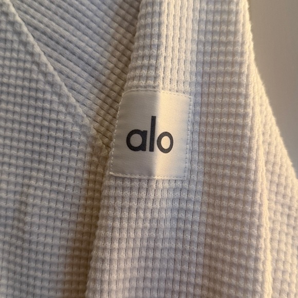 ALO Yoga Women's waffle Cream Cowl Neck Sweater - Picture 2 of 5